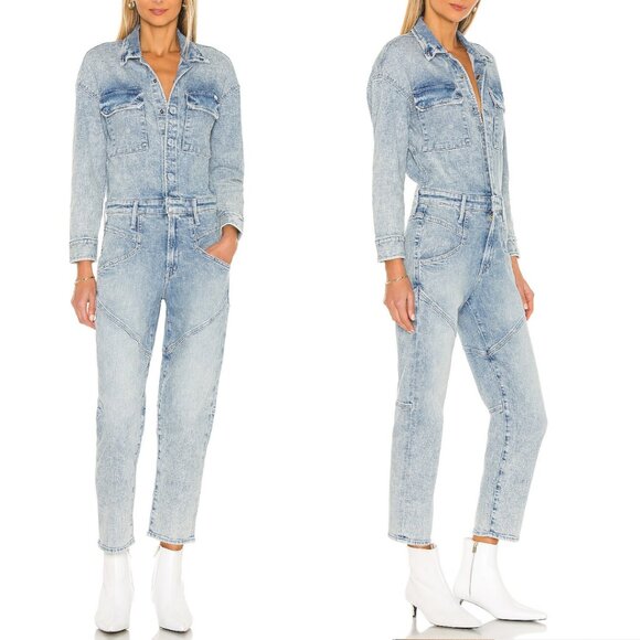 NWT MOTHER All In One Breaker Denim Jumpsuit Size L - Picture 9 of 15